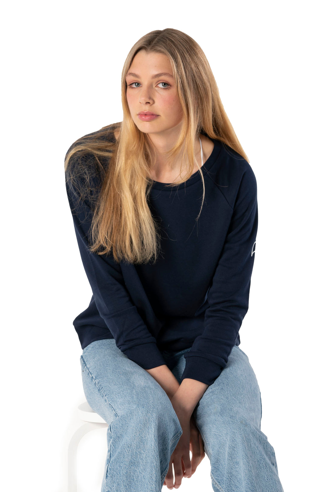 French Navy Sweatshirt-Women Sweatshirts-PIRKANI