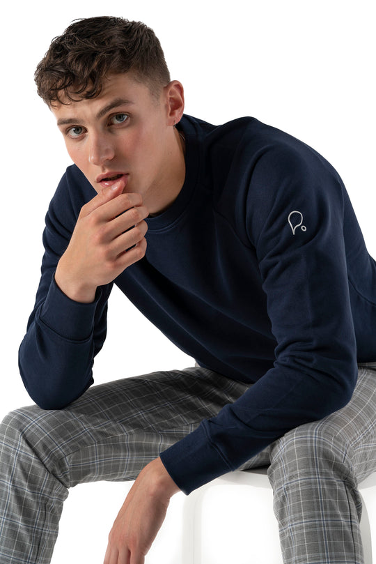 French Navy Sweatshirt-Men Sweatshirts-PIRKANI