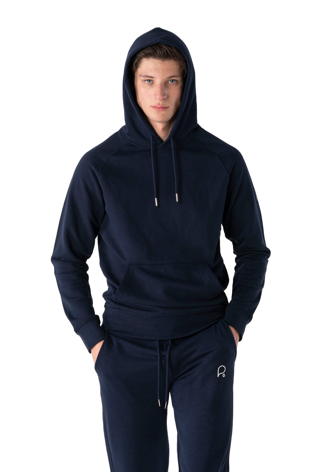 French Navy Hoodie - Men's French Terry Organic Cotton Hoodie